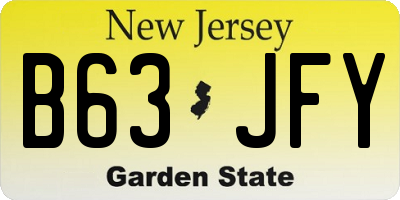NJ license plate B63JFY