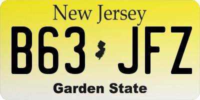 NJ license plate B63JFZ