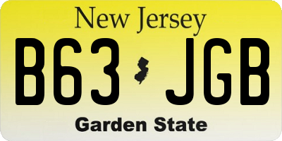 NJ license plate B63JGB