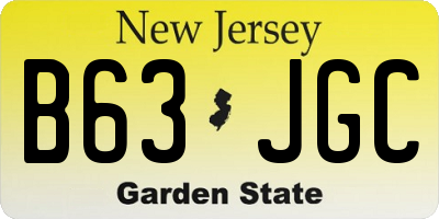 NJ license plate B63JGC