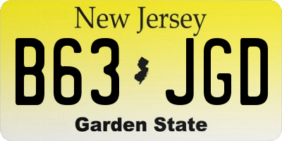 NJ license plate B63JGD