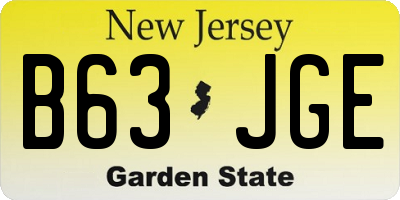 NJ license plate B63JGE