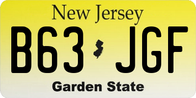 NJ license plate B63JGF