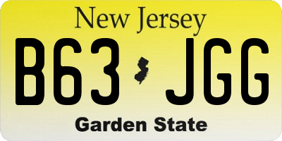 NJ license plate B63JGG
