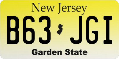 NJ license plate B63JGI