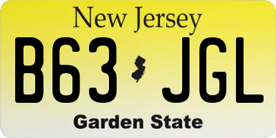 NJ license plate B63JGL