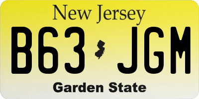 NJ license plate B63JGM