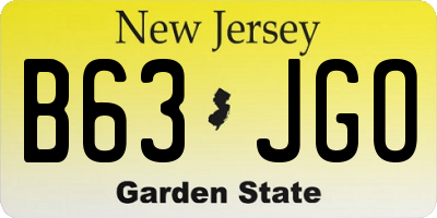 NJ license plate B63JGO