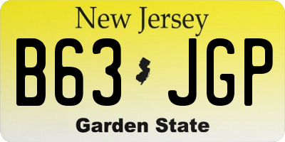 NJ license plate B63JGP