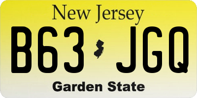 NJ license plate B63JGQ