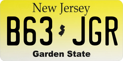 NJ license plate B63JGR