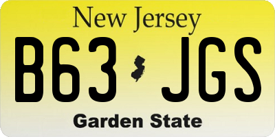 NJ license plate B63JGS