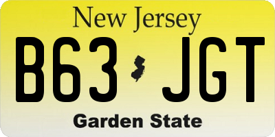 NJ license plate B63JGT