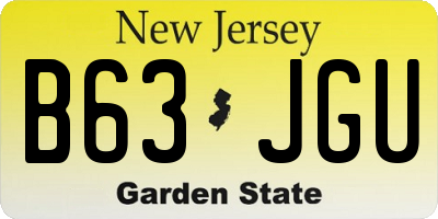 NJ license plate B63JGU