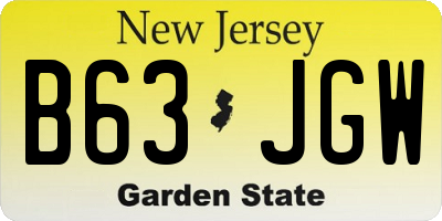 NJ license plate B63JGW