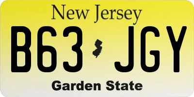 NJ license plate B63JGY