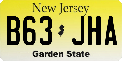 NJ license plate B63JHA