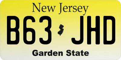 NJ license plate B63JHD