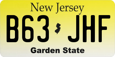 NJ license plate B63JHF