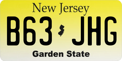 NJ license plate B63JHG