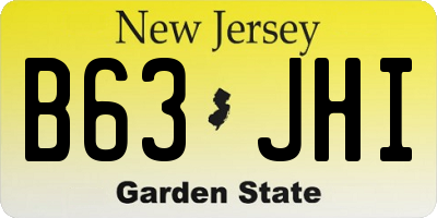 NJ license plate B63JHI