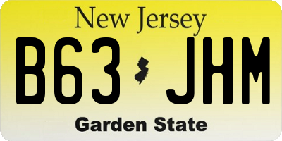 NJ license plate B63JHM