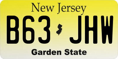 NJ license plate B63JHW