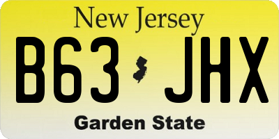 NJ license plate B63JHX