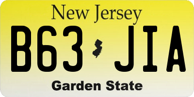 NJ license plate B63JIA