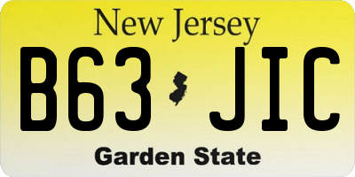 NJ license plate B63JIC