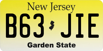 NJ license plate B63JIE