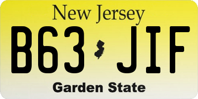 NJ license plate B63JIF
