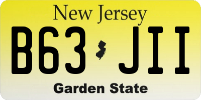 NJ license plate B63JII