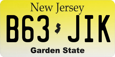 NJ license plate B63JIK