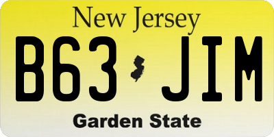 NJ license plate B63JIM