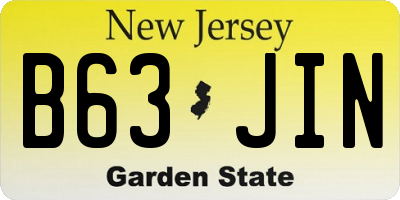 NJ license plate B63JIN