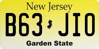 NJ license plate B63JIO