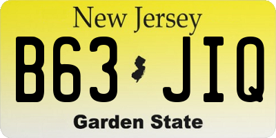 NJ license plate B63JIQ