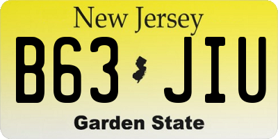 NJ license plate B63JIU