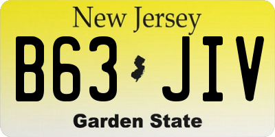 NJ license plate B63JIV