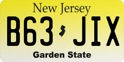 NJ license plate B63JIX