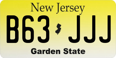NJ license plate B63JJJ