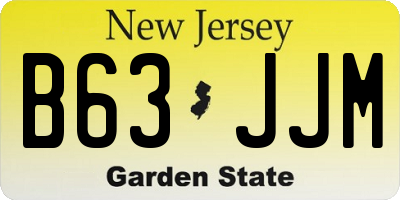 NJ license plate B63JJM