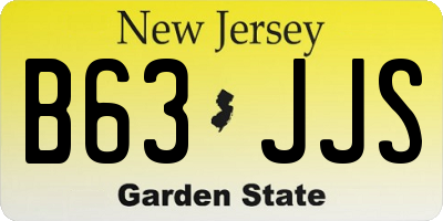 NJ license plate B63JJS
