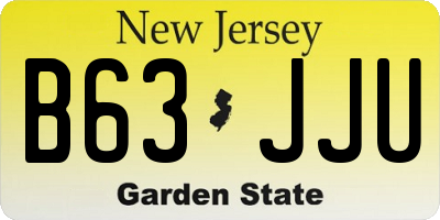 NJ license plate B63JJU