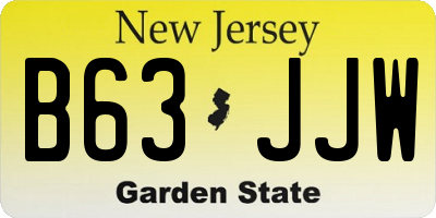 NJ license plate B63JJW