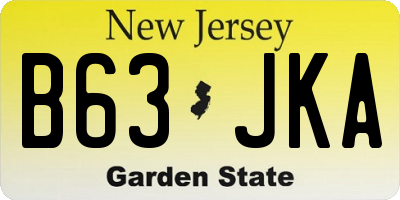 NJ license plate B63JKA