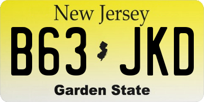 NJ license plate B63JKD