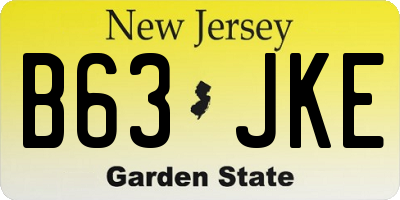NJ license plate B63JKE