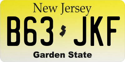 NJ license plate B63JKF
